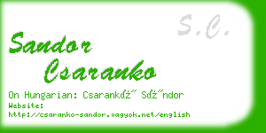 sandor csaranko business card